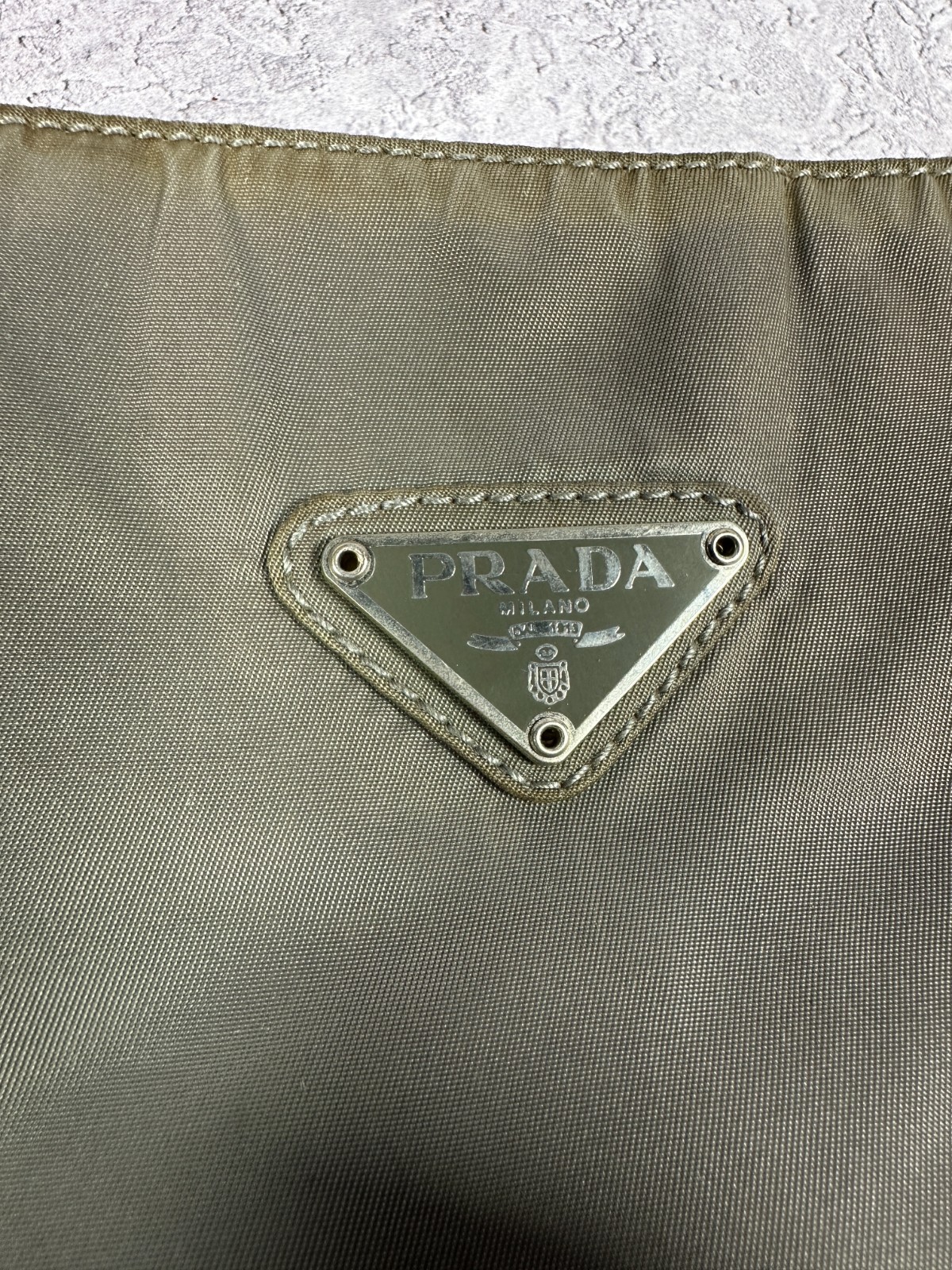 Vintage Prada Khaki Olive Green Tessuto Nylon Shoulder Bag 1990s/2000s image 7