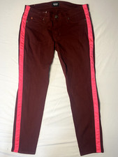 Hudson Skinny Jeans Sz 27 Brown Red Mix Side Stripe Stretch Low Rise Made in USA