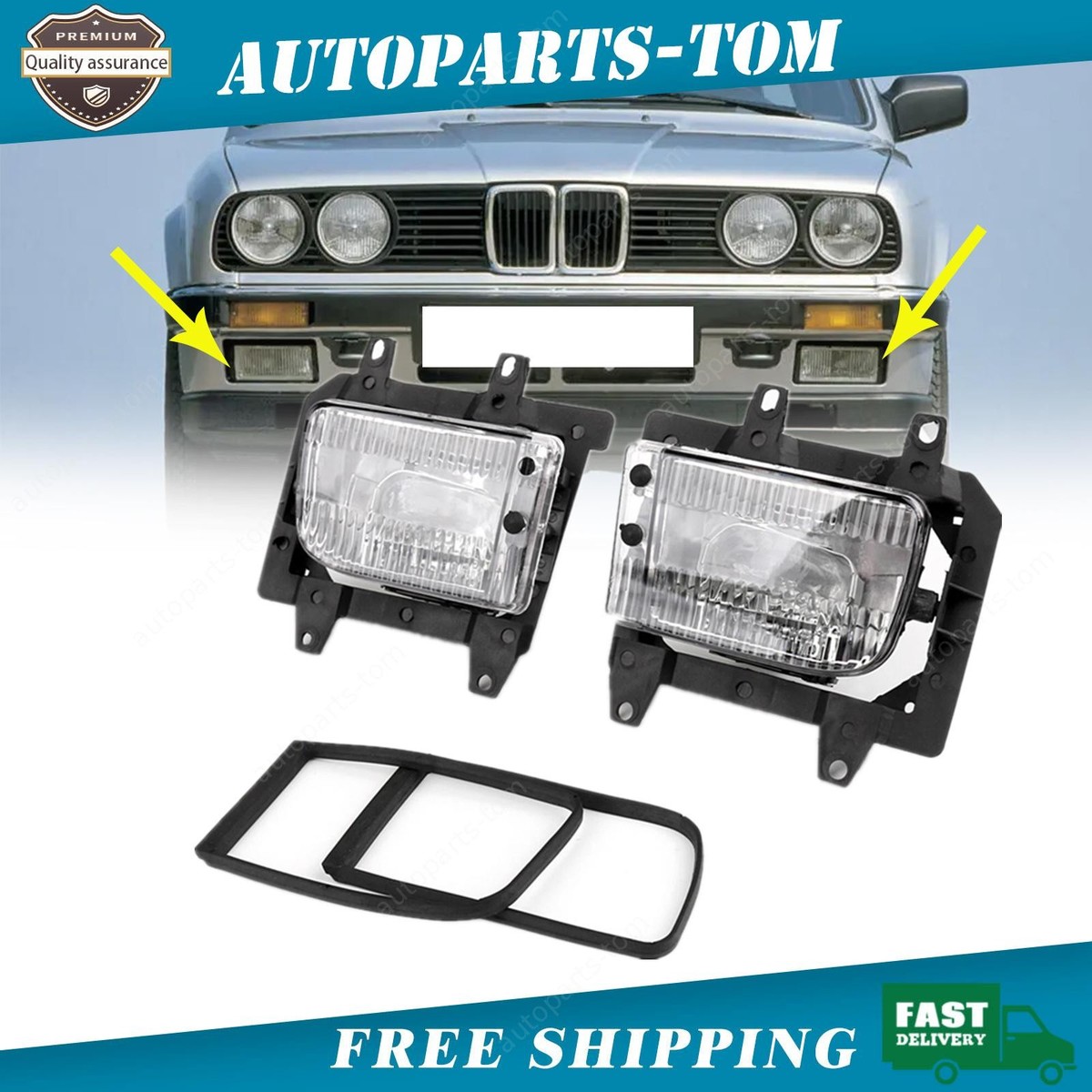 White Front Bumper Fog Light Lamp DRL For BMW E30 318i 320 325i