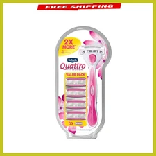 Ergonomic Schick Quattro Razor for Women: 4 Blades & Hydrating Refills Included