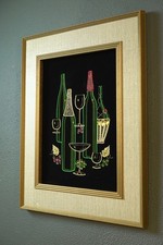 Mid Century Modern Rhinestone & Glitter Wall Art Wine Bar Drink Mosaic Picture