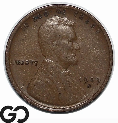 1909-S Lincoln Cent Wheat Penny, Choice VF++ Better Date