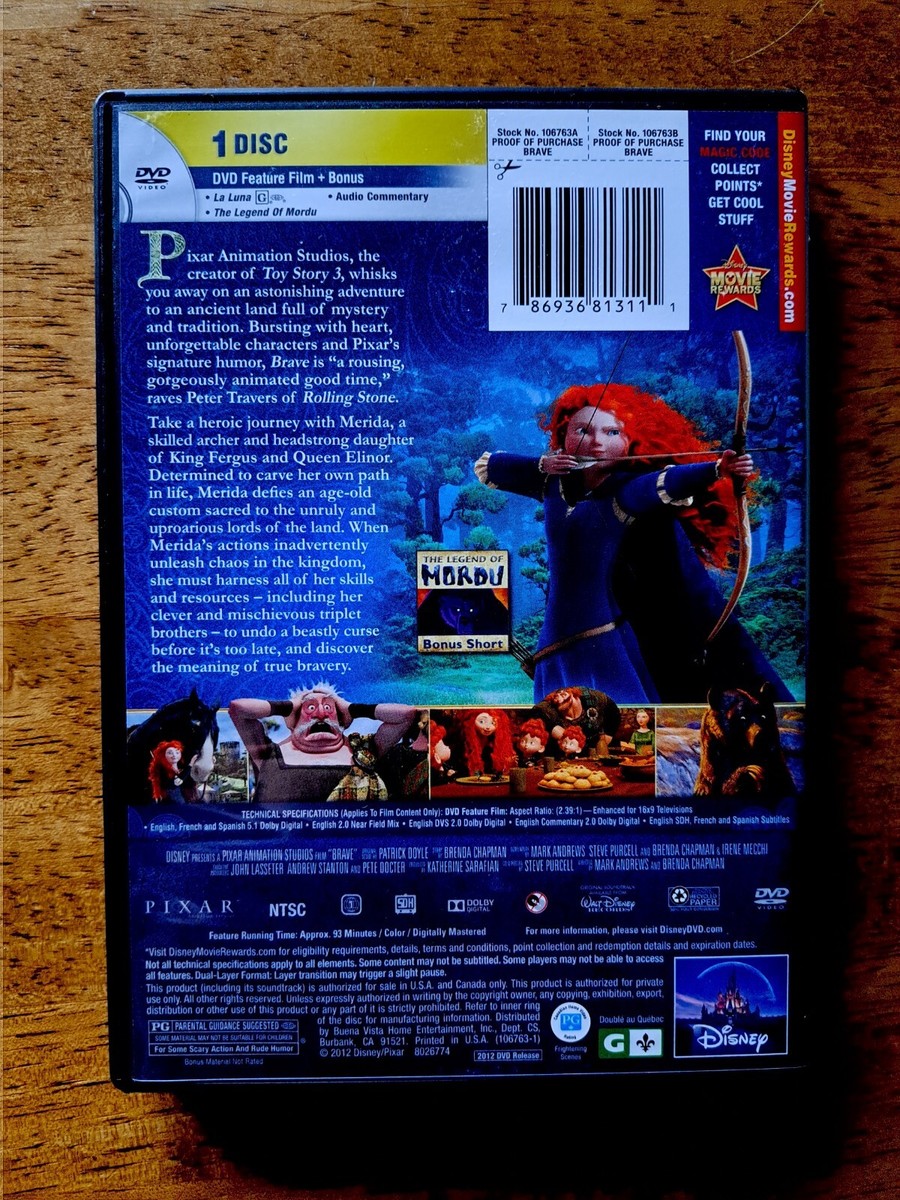 Brave DVD (Disney/Pixar 2012; Like New) 786936813111| eBay