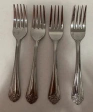 Farberware Stainless Steel Flatware Roses Pattern Set Of Four Salad Forks 