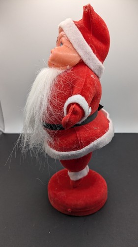 Flocked Santa Claus With Soft Fuzzy Beard- Celluloid Figurine- Vintage Christmas - Picture 5 of 7