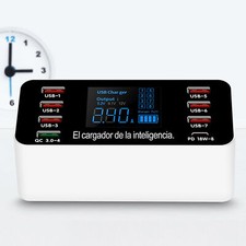 60W 8Port USB Charging Station USB Charger Power Adapter Charger LED Display Fit