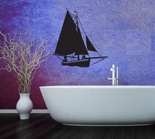 Wall Stickers Vinyl Decal Ocean Marine Yacht Sailboat for Bathroom ig916 