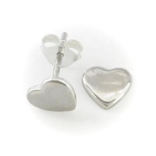 Polished 7mm Heart Post Earrings in SOLID Sterling Silver - NEW 