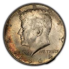 1964 50c Kennedy Half Dollar - Speckled Rainbow Rim Toning - SKU-H2555