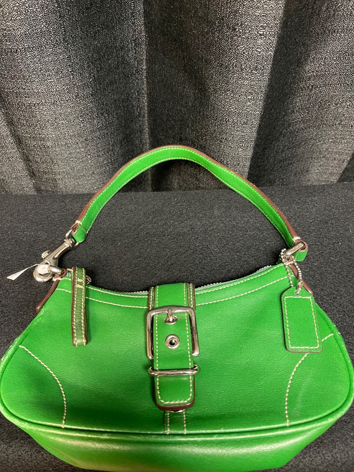 Rare Genuine Vintage Coach Green Leather Satchel Purs… Gem