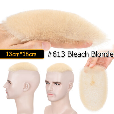 Men Toupee Short 1cm Buzz Cut Remy Human Hair Skin PU Bald Head Hairpiece System