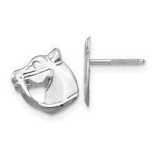Madi K Kid's Earrings 14k White Gold Polished Screwback Horse, 10 mm