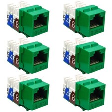 6 Pcs Cat6 RJ45 Network LAN Ethernet Keystone Jack 110 Punch Down Snap-In Green