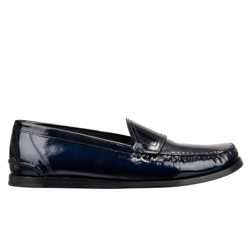 DOLCE & GABBANA Patent Leather Loafer Moccasins Shoes Blue 44 UK 10 US 11 12986 - Picture 4 of 7