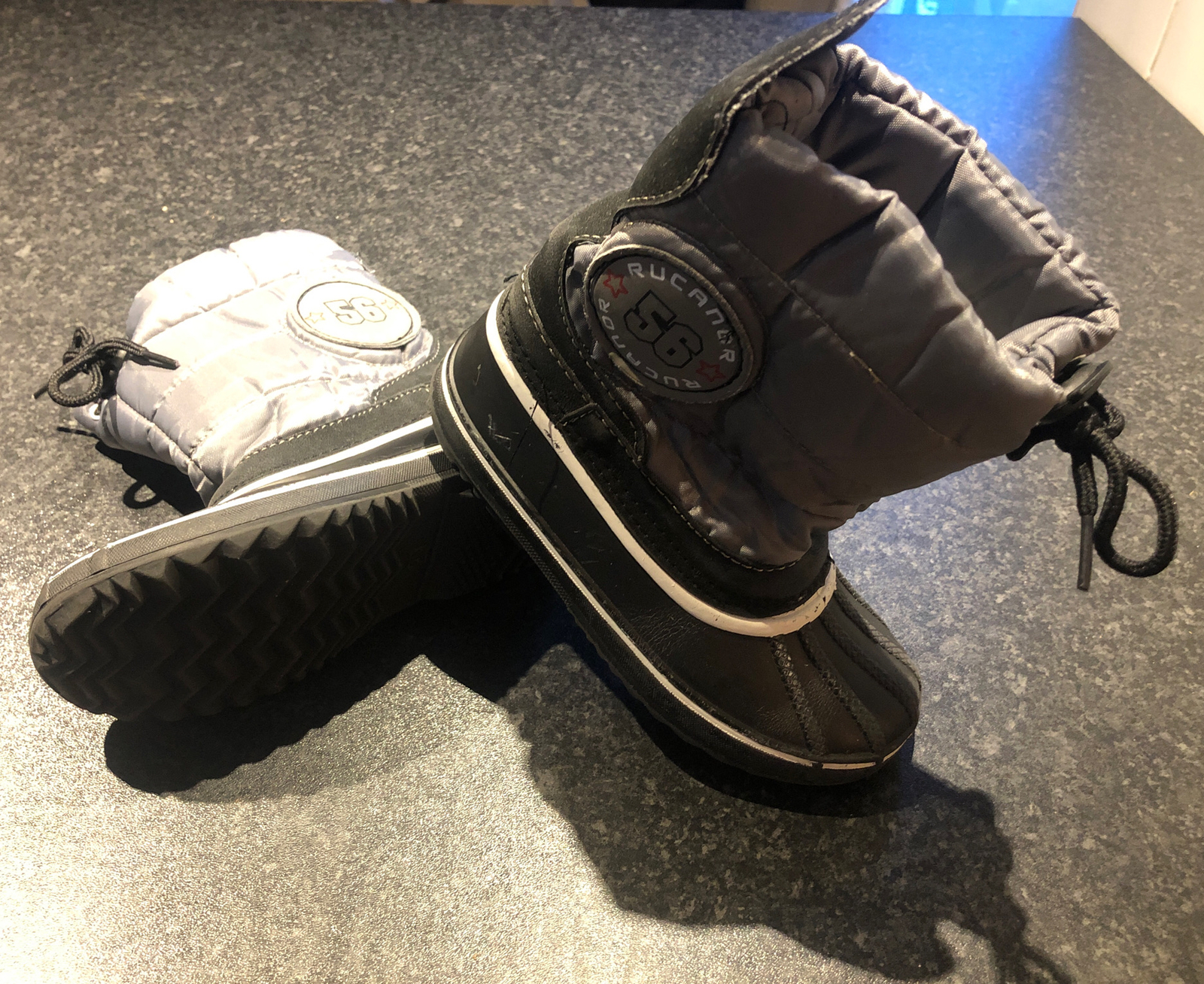 Rucanor Youth Kids Water Resistant Snow Boots Grey & Black Winter Warm