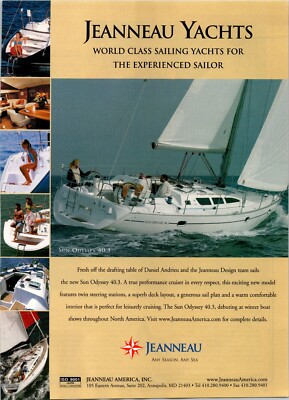 Jeanneau Yachts Sun Odyssey 40.3 Original Vintage Print Ad