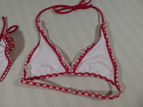 Vintage Y2K Xhilaration Girls Sz S 6X Bikini Set Red Checkered 2000s H1 - Picture 6 of 13