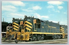 Postcard A 228, Detroit & Toledo Shore Line, No. 43 & 50, GE GP7s, Toledo Yard.