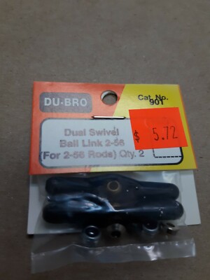 DU-BRO DUAL SWIVEL BALL LINK 2-56 (FOR 2-56 RODS) QTY 2. CAT. NO. 901 NEW IN PKG