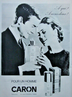 WERBUNG 1965 ZERSTÄUBER CARON PARFUM FÜR EINEN MANN DIE SCHÖNSTEN LAVENDEL