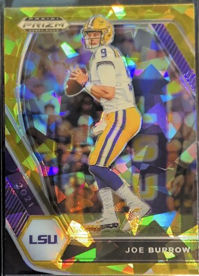 2021 Panini Prizm Draft Picks Joe Burrow Gold Cracked Ice SP #3 LSU / Bengals