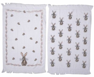 2er Set Clayre & Eef Gästetuch Handtuch Küchentuch 40x60 Hase Osterhase Ostern
