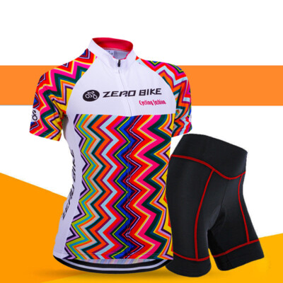 ZEROBIKE WELLEN DAMEN RADTRIKOT FAHRRAD TRIKOT HOSE SITZPOLSTER KURZARM SHORTS