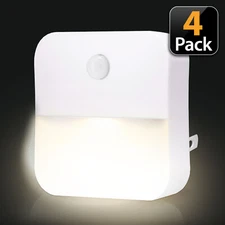 4 Pcs Plug-in LED Night Lights Lamp Dusk to Dawn Sensor Hallway Kitchen Bathroom