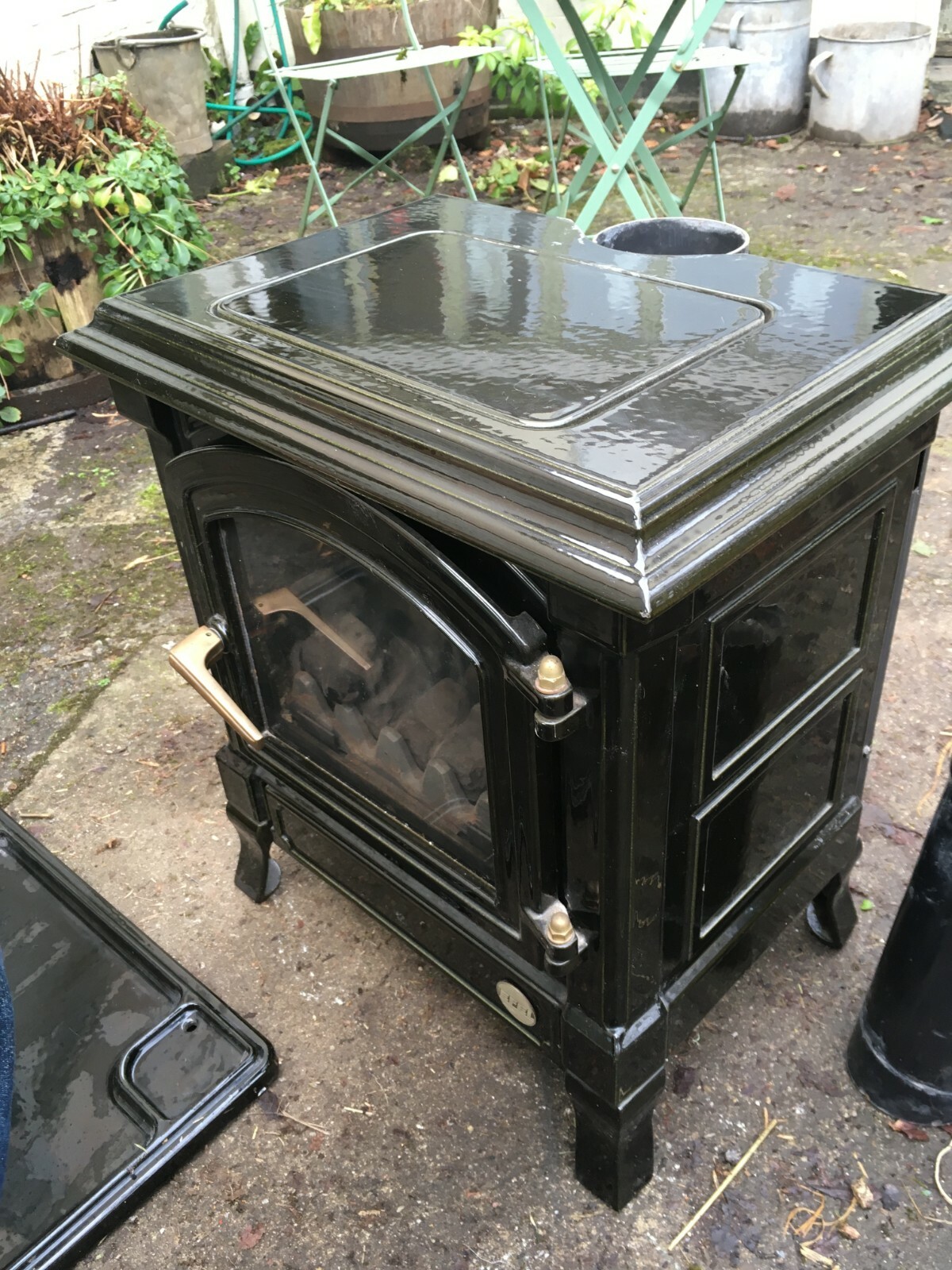 EFEL Vintage-style used PROPANE Stove and base Dark Olive-Green Enamel.  UNTESTED | eBay