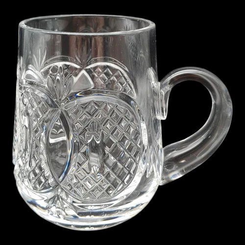 Waterford Crystal Tankard Beer Mug - 14oz Large vtg Clear Ireland Gothic Logo