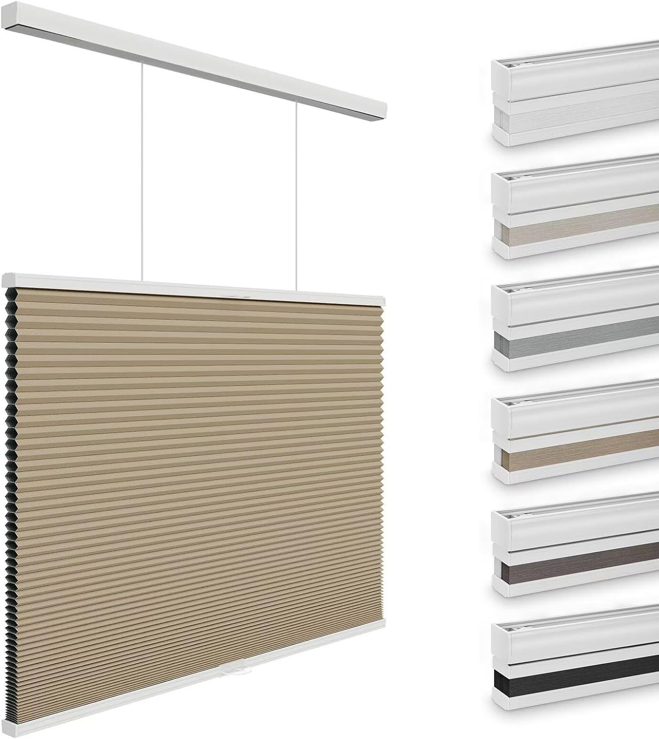 Light Brown Cordless Blackout Cellular Shades, Top Down Bott