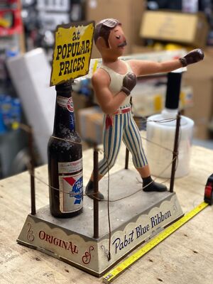 Pabst Blue Ribbon ボクサーフィギュア Vtg Original 1950s Pabst Blue Ribbon Beer Boxing Ring Advertising