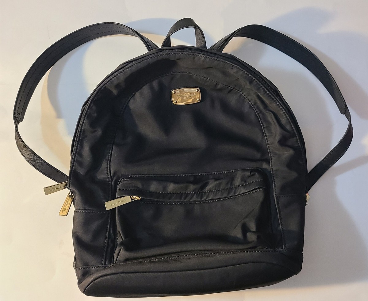 Michael Kors Black Nylon Backpack Medium Gold Hardware 