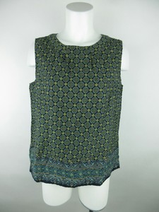 Talbots-Petite-Women-039-s-sz-LP-Cotton-Crewneck-Sleeveless-Floral-Blue-Blouse-Top