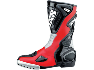 iXS Motorradstiefel Victory Rot-Schwarz Racing Stiefel aus Rindsleder 