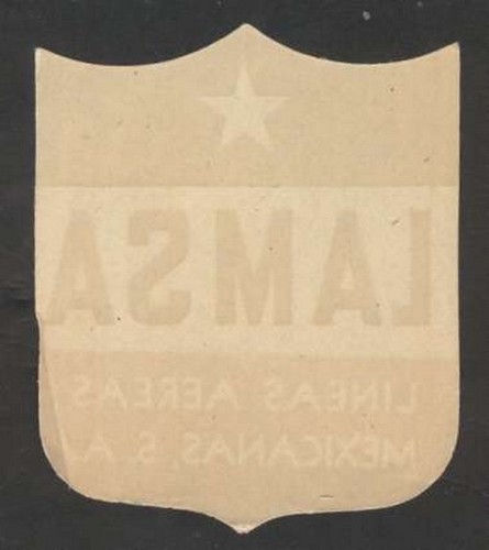 Very Old Luggage Label LAMSA Airlines Lineas Aereas Mexicanas S.A 3 3/4" x 3 1/4 - Picture 2 of 2
