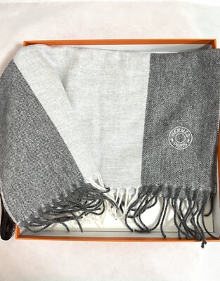 エルメス マフラー H summerblock anthracite/Gris chine Hermes Muffler H summerblock anthracite/Gris chine 40x160cm