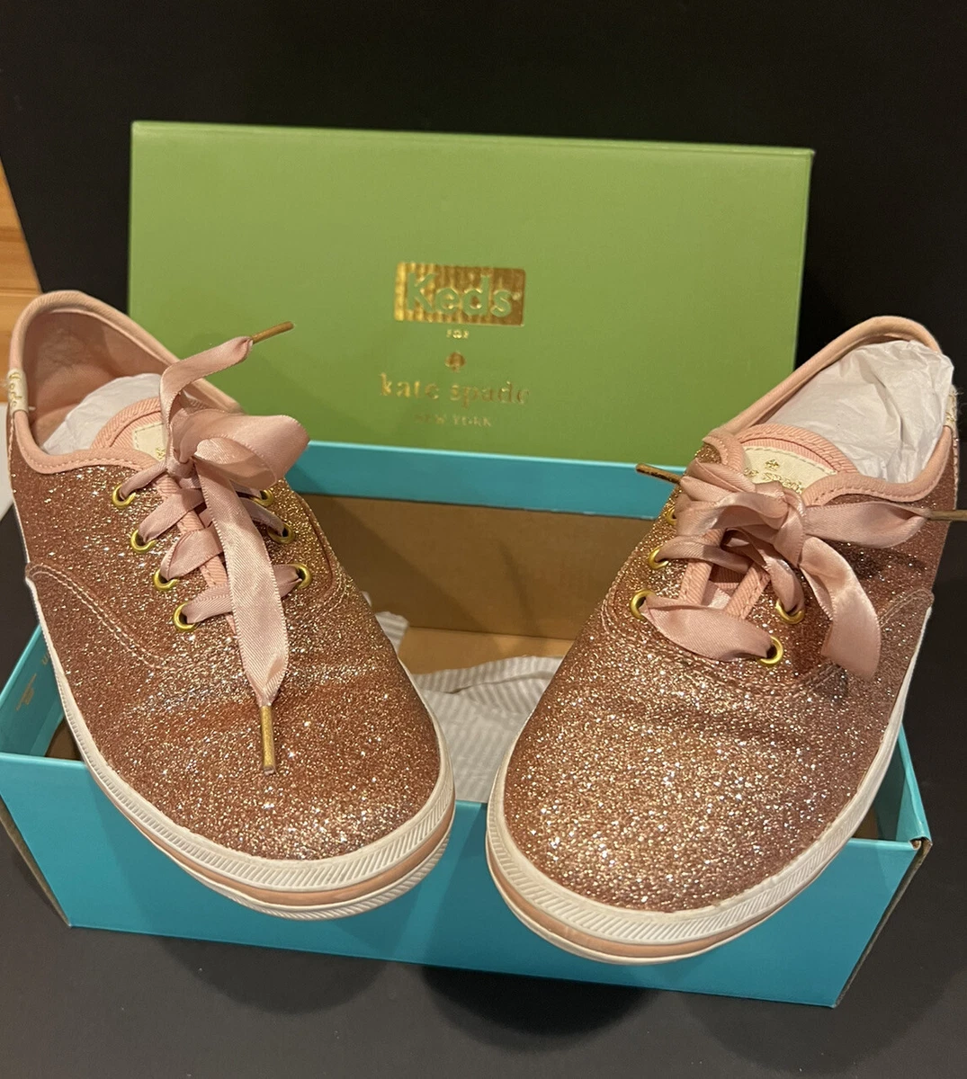 Keds Girl s Champion Glitter Rose Gold Sneakers. Slightly Used eBay