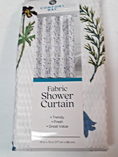 Fabric Shower Curtain with Flowers,Leaves Etc.