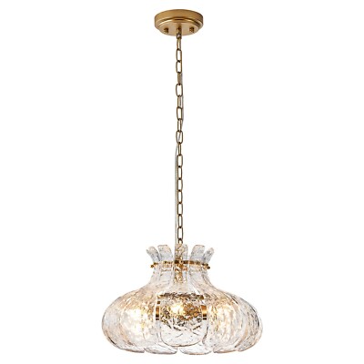 15.7'' Glass Pendant Light Dome Flower Glass Sheets Pendant Lighting Fixture