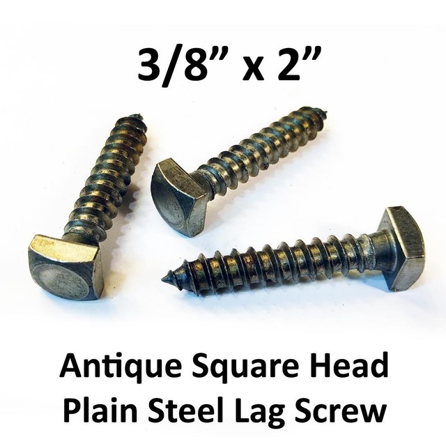 (800) 3/8" x 2" Antique Lag Screws Square Head Plain Steel Blacksmith