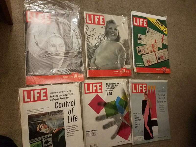 Lot of 6 Vintage Life Magazines, 1940s-1960s