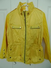 New Womans Size Small Lindi Bright Yellow Full Zipper Jacket With Crushed Pleats