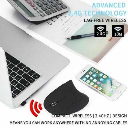 Ergonomic Mouse Vertical Wireless Left Hand USB Optical Mouse Gamer Mause For PC - Picture 3 of 11