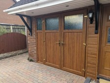 UPVC GOLDEN OAK ON WHITE FRENCH GARAGE DOORS ANY SIZE OTHER COLOURS AVAILABLE