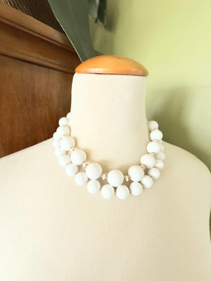 CONJUNTO de 3 collar MONET marcado blanco como la nieve verde diseñador moda elegante Foto 2 de 4