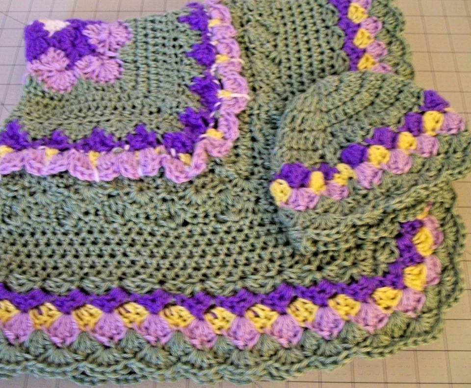 Manta de bebé bebé bebé recepción cuna moisés manta nueva hecha a mano ganchillo Foto 2 de 4