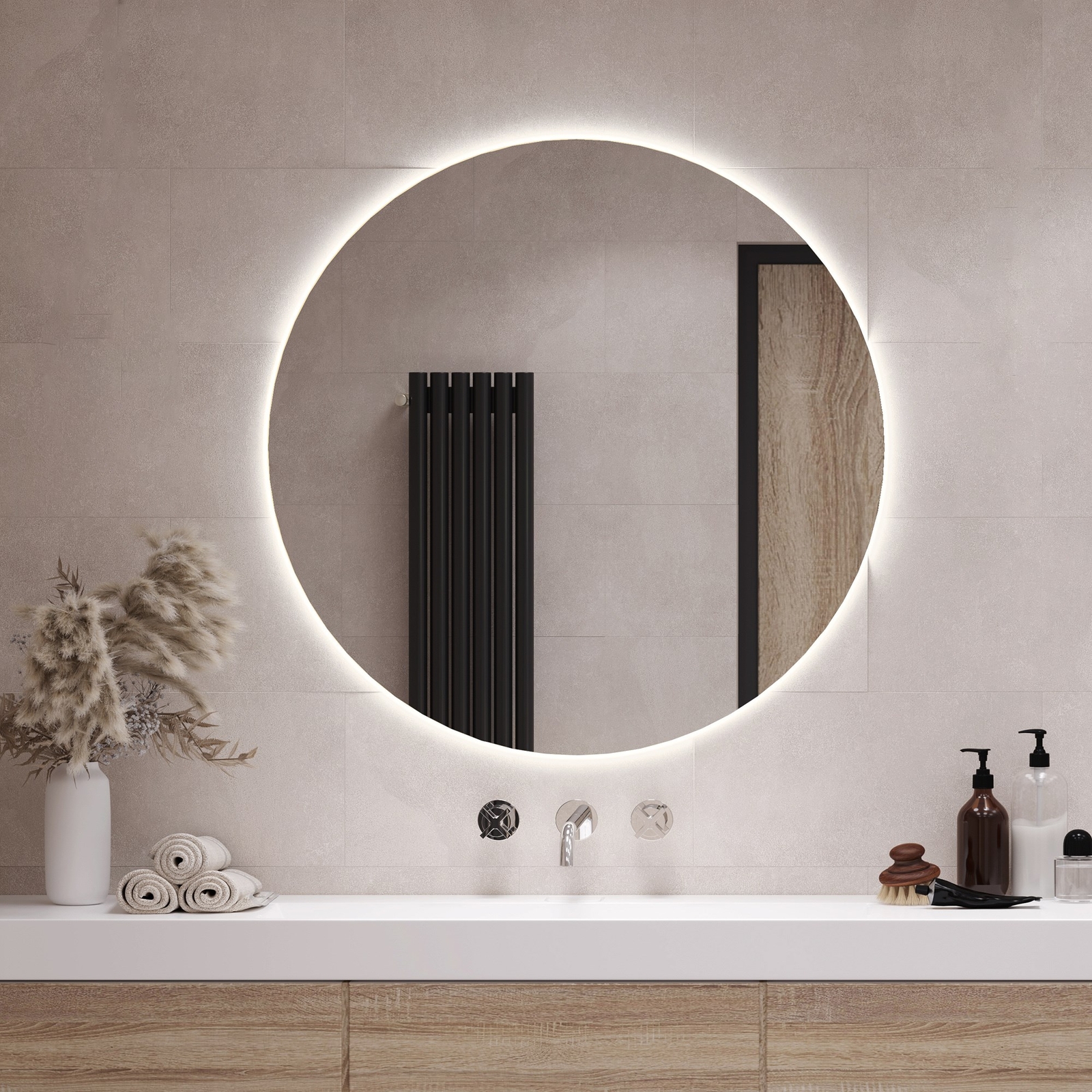 Specchio da bagno LED rotondo 100 cm