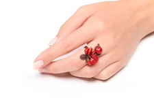 Raw Coral Ring for Women - Coral Gemstone Ring - Natural Stone Jewelry