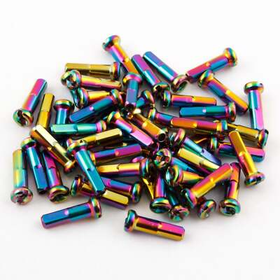 Don Speiche Rainbow Oilslick Messing Speichennippel 2.0 mm Nippel